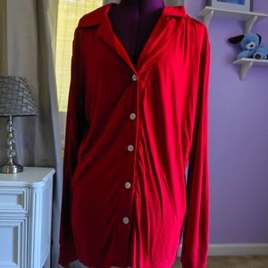 Red button up long sleeve Cool Nights Doma top M